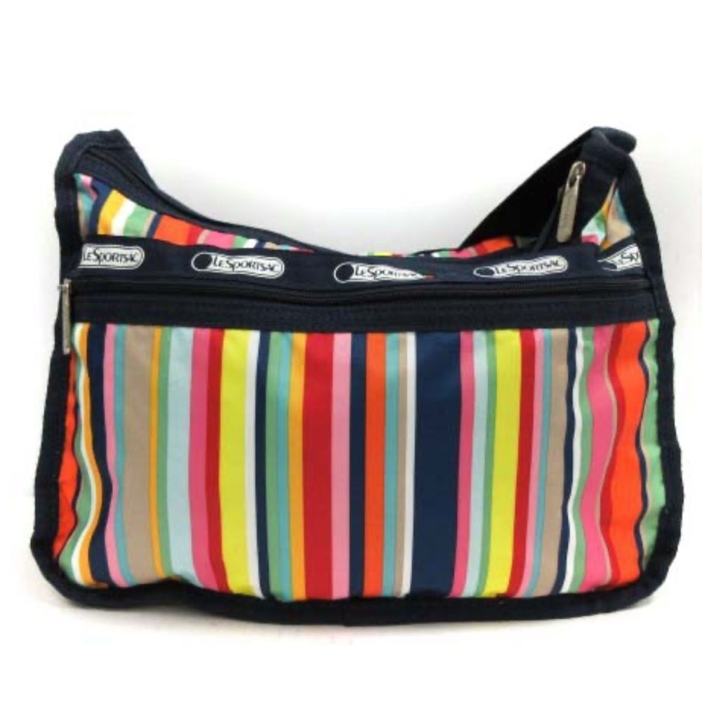 NWOT LeSportsac Multicolor Striped Deluxe Everyday Shoulder Bag With Pouch